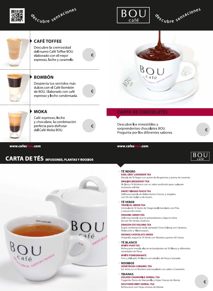 Carta de invierno de Chocolates, tes e infusiones BOU Café